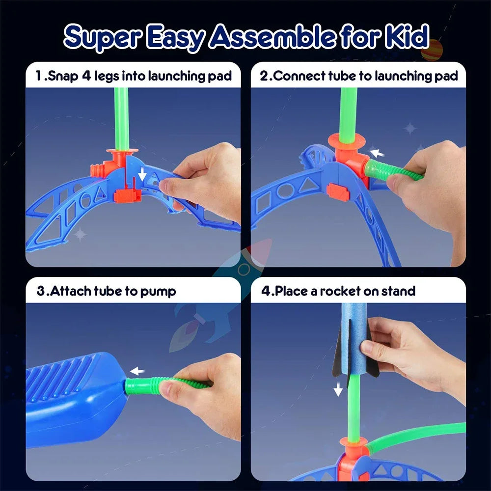 Fusée extérieure pour enfants, pompe à pied, costume de fusée planante à air comprimé, jeu de lanceur de fusée à air comprimé, cadeaux jouets pour enfants