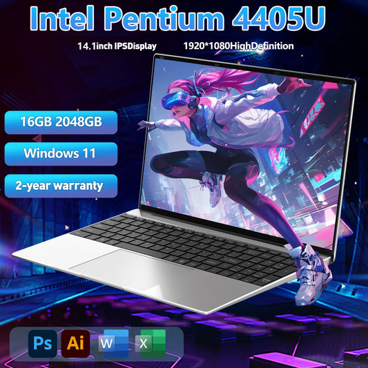 Neuer Ultra Slim Laptop 14.1" 16GB RAM 2TB SSD Intel Pentium 4405U Notebook Gamer 1920*1080 Display Office Study Computer PC