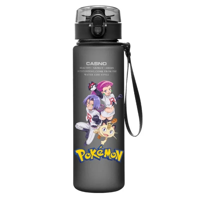 560ML Pokémon Wasserbecher Pikachu Mewtu Gengar Tragbare Plastik-Cartoon-Outdoor-Sport-Großraum-Reise-Wander-Wasserflasche