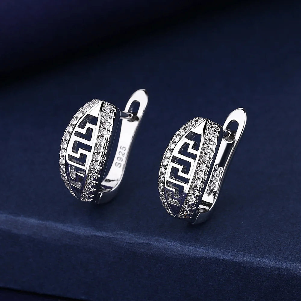 Ohrringe aus 925er Sterlingsilber, Schmuck, hochwertige Retro-Ohrringe mit einfachem Muster, lila-weiße Zirkon-Ohrringe, Bestseller