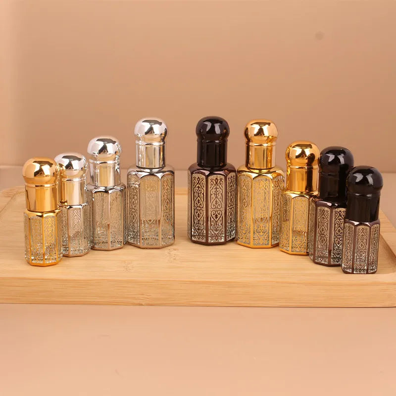 3/6/12ml Luxus nachfüllbare Ätherische Öle Flaschen Leere Parfümflasche Tragbare Tropfflasche Vintage Bronzefarbener Flüssigkeitsbehälter