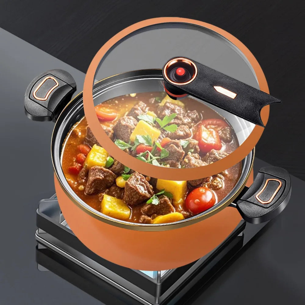 Marmite à micro-pression 7 L, antiadhésive, universelle, couvercle visible, grande capacité, compatible cuisinière à induction