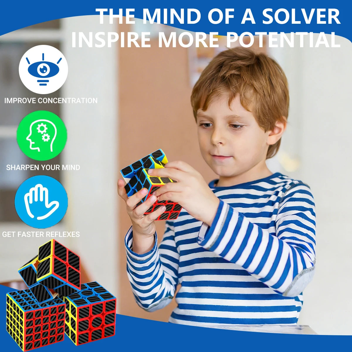 sengso Speed Cube 3x3 | Carbon Fiber Sticker Cube - Leichtgängiger Würfel Professioneller Schneller Puzzle-Würfel für Wettkämpfe Kinder & Erwachsene