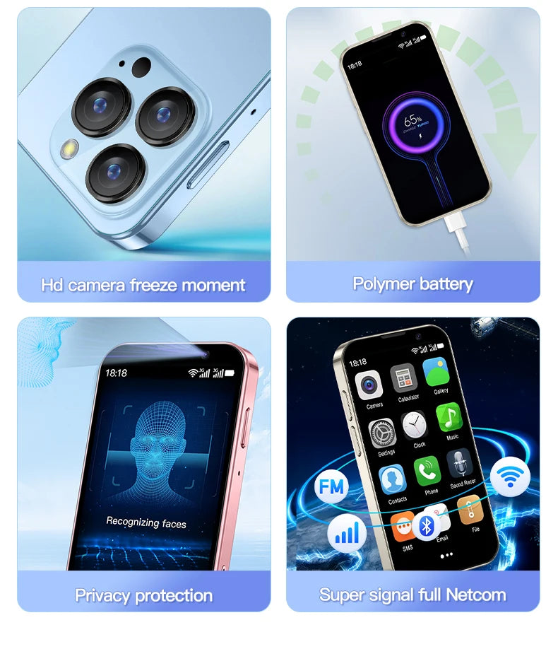 Mini Smartphone SERVO 16SE 16 Go ROM Android 9.0 Wifi Double SIM Veille Play Store 3G WCDMA Petit Téléphone Portable Intelligent 3.0" Nouvelle Version