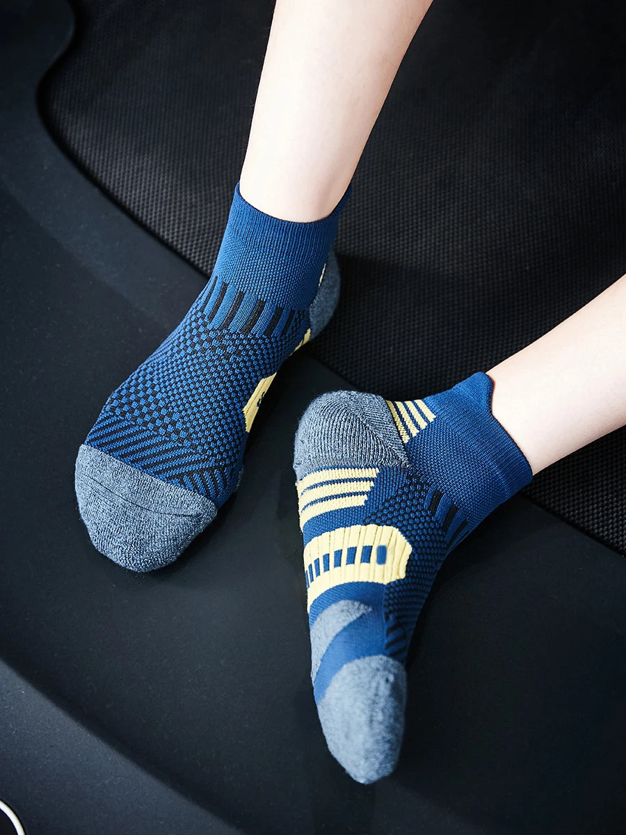 5 Paar neue Herrensocken, Frühling, knöchelhoch, dick gestrickt, Sportsocken, Outdoor, Fitness, atmungsaktiv, schnell trocknend, strapazierfähig, kurze Laufsocken