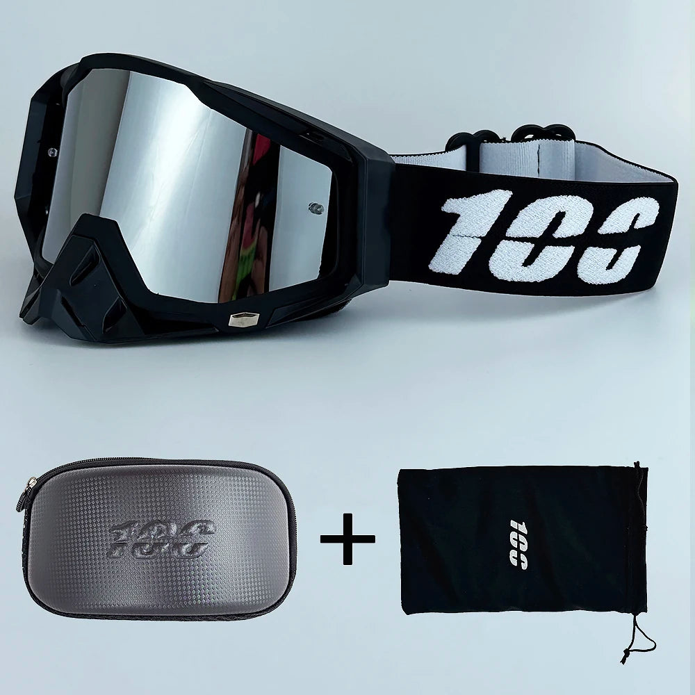 100 Masques de Motocross Lentille HD Homme Lunettes de Moto Lunettes de Protection Femme Moto MX VTT Lunettes de Soleil Accessoires Vélo Tout Terrain