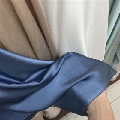 3/5/10m Hochwertiger reiner Satin Chiffon Kreppstoff Nähen Seidig Uni Hemdkleid Mode Stoff Blau Schwarz Weiß Meterware