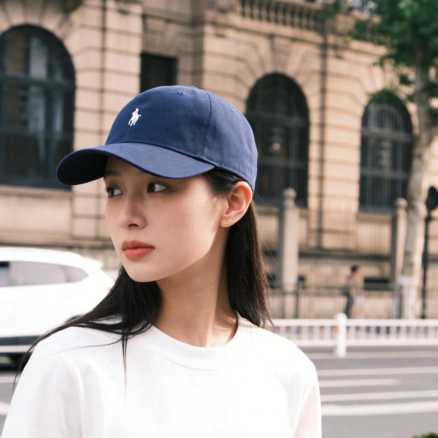 Casquette de baseball rétro brodée, style américain - Bleu marine, polyvalente pour le travail et les loisirs, protection solaire, utilisation quotidienne. Classique.