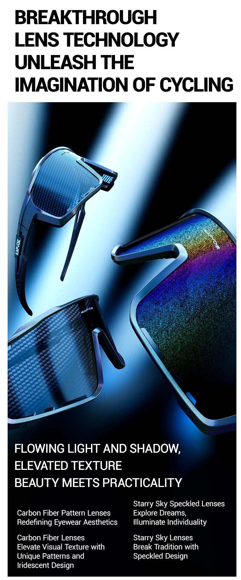KAPVOE Nouvelle Technologie Nano Lentilles Lunettes de Cyclisme Lunettes de Soleil Sportives de Plein Air Vélo Hommes Femmes VTT Bicyclette UV400 Lunettes