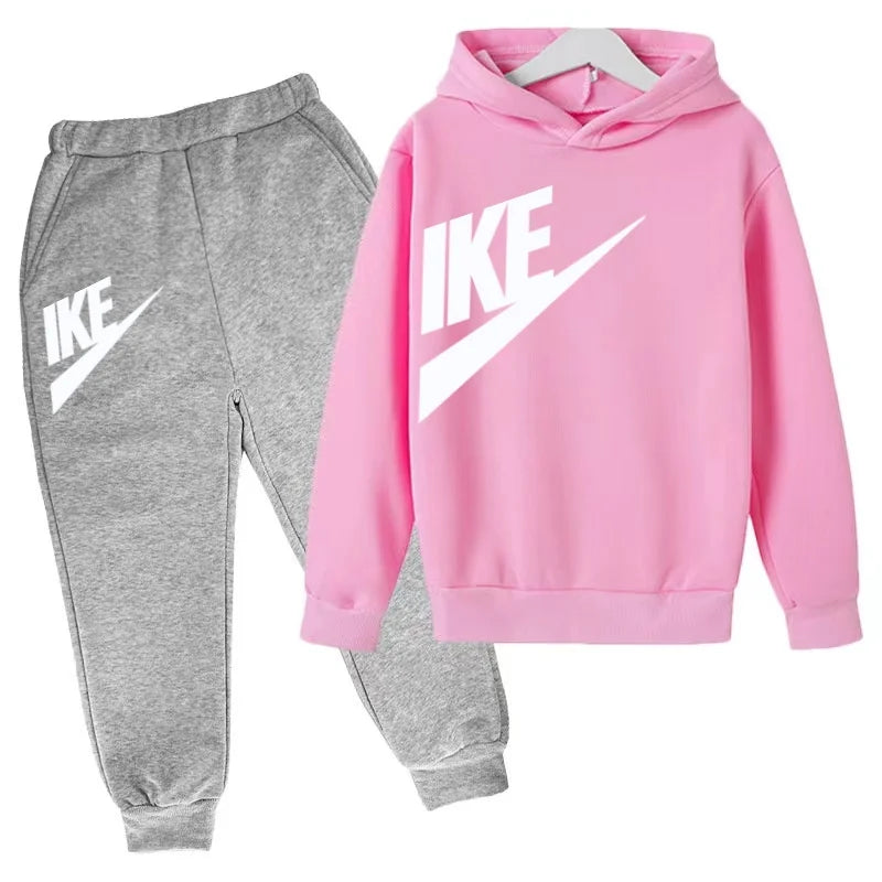 Children 3-12 Years Old Autumn Winter Hoodie Long-sleeved Boys Sweatshirt Girls Toddler Sports Coat Top+Pants Stylish Casual Set