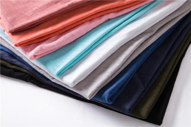 AIOPESON 5 PCS SET 100% COTTON V-neck T-shirts Men Casual Slim Fit Solid Color Summer T Shirt for Men Brand New Quality