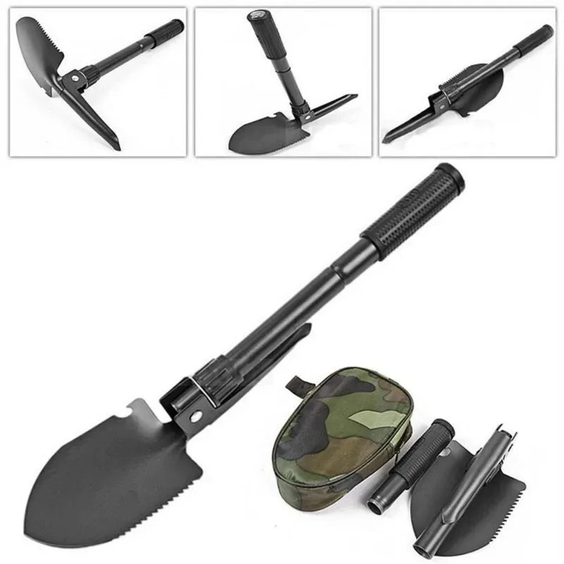 1PC Military Shovel Outdoor Multifu Outdoor Camping Shovel Outdoor Equipment Survival Engineer Shovel with Compass.