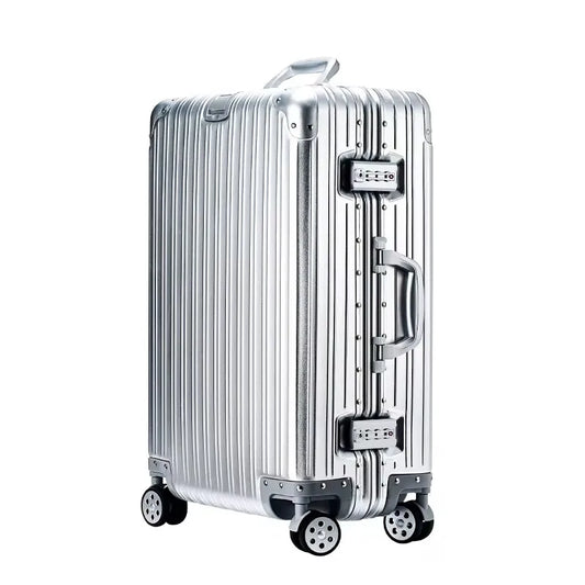 Hochwertiges 100 % Aluminium-Magnesium-Legierungsmaterial 20/24/26/29 Zoll Reisegepäck Spinner Marke Reisekoffer