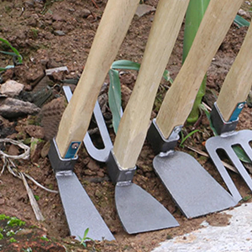 Petite houe de jardin en bois à poignée en acier, outil de jardinage robuste, râteau portatif, outil de désherbage pour ameublir la terre, pour l'extérieur