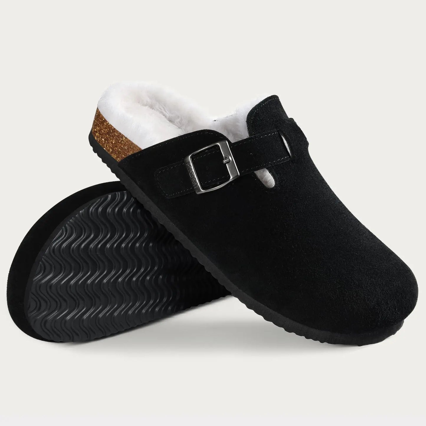 KIDMI Wildleder-Clogs für Damen Herren Pantoletten Korkfußbett Sandalen mit Fußgewölbestütze Modische rutschfeste Outdoor-Strandschuhe Hausschuhe