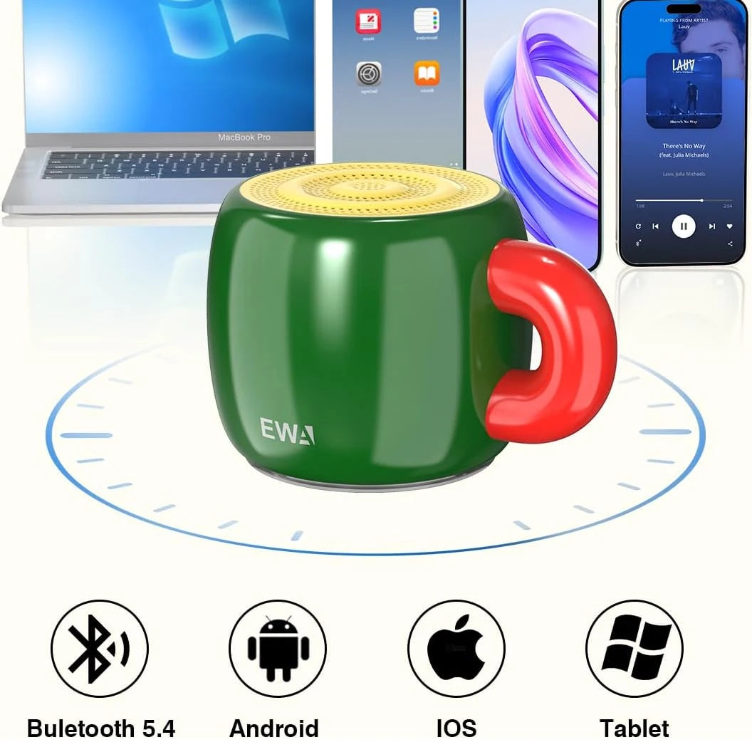 EWA Mini Kabelloser Bluetooth 5.4 Lautsprecher Bass Sound,Täglich Wasserdichter Lautsprecher,Tragbarer Metall Lautsprecher MP3 Player 700mAh HiFi Sound