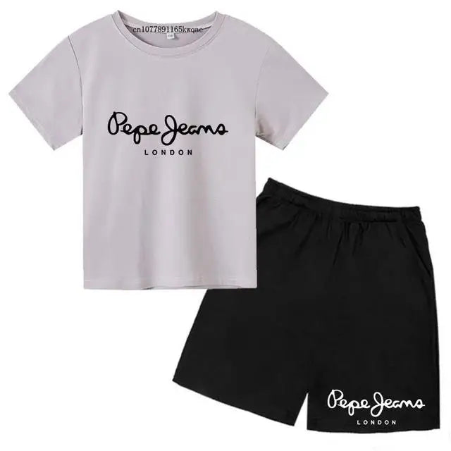 Children Summer London Clothes T-shirt 3-12Yrs Boys Girls Short-sleeved Top+Shorts Casual Brand Fashion Sports Set Clothing