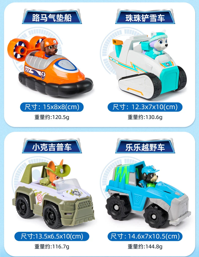 Nouveau véhicule original PAW PATROL voiture Ryder Tracker Everest Chase Rex Skye Rocky Marshall Zuma Figurine jouet cadeau d'anniversaire pour enfant