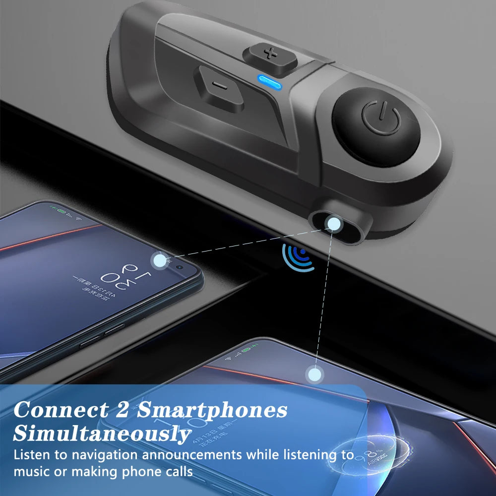 Casque de moto sans fil Bluetooth 5.3, appels mains libres, téléphone, écouteurs de moto étanches, lecteur de musique, casque de moto