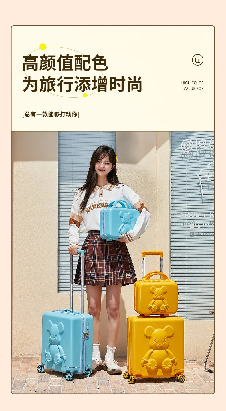 Nouvelle valise trolley universelle à roulettes 18 pouces 2024, sac de maquillage cabine pour hommes et femmes