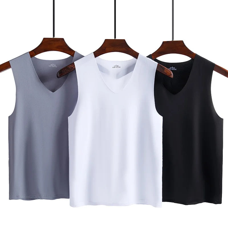 Lot de 3 slips pour homme en soie, débardeur, singlet de musculation de haute qualité, gilet sans manches ajusté, gaine amincissante, taille 5XL