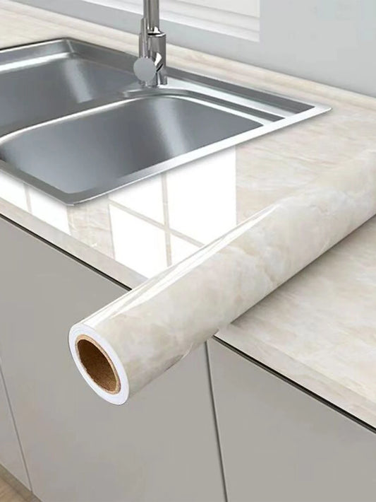 Marble Kitchen Oil-Proof Film Stove Waterproof Moisture-Proof Self-Adhesive Wallpaper Countertop Cabinet Renovation Tile Sticker