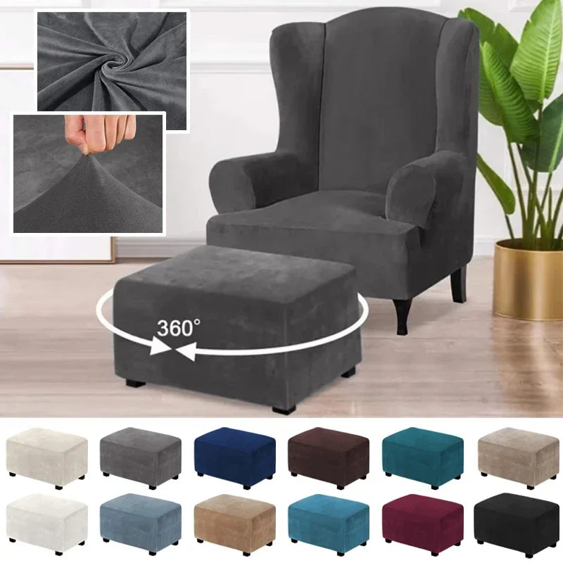 1 Housse de Tabouret Bas Rectangulaire en Velours Élastique, Épaisse et Ultra Douce, Antidérapante et Lavable, Protection de Meuble