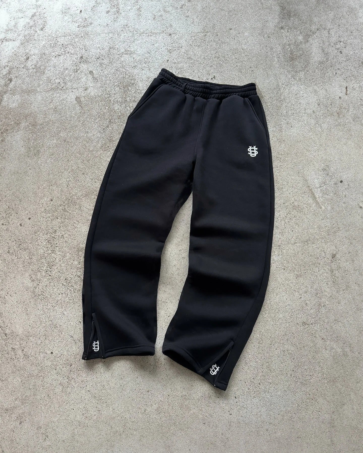 Retro Personalisierte Y2K Loose Straight Herren Trainingshose mit Bein-Reißverschluss Stickerei Hip Hop Harajuku Casual Herren Weite Hose