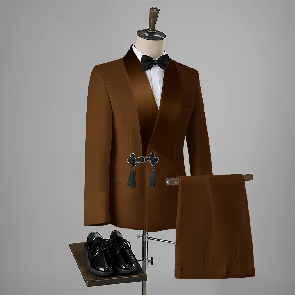 Men Suit Wedding Slim Fit Tassel Shawl Tuxedo
