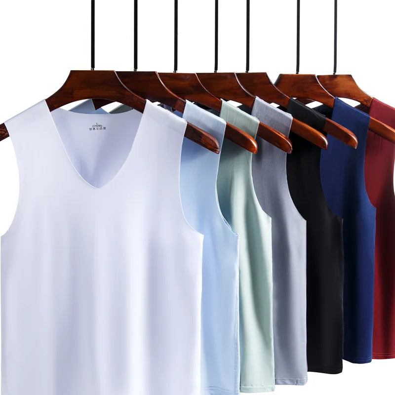 Lot de 3 slips pour homme en soie, débardeur, singlet de musculation de haute qualité, gilet sans manches ajusté, gaine amincissante, taille 5XL