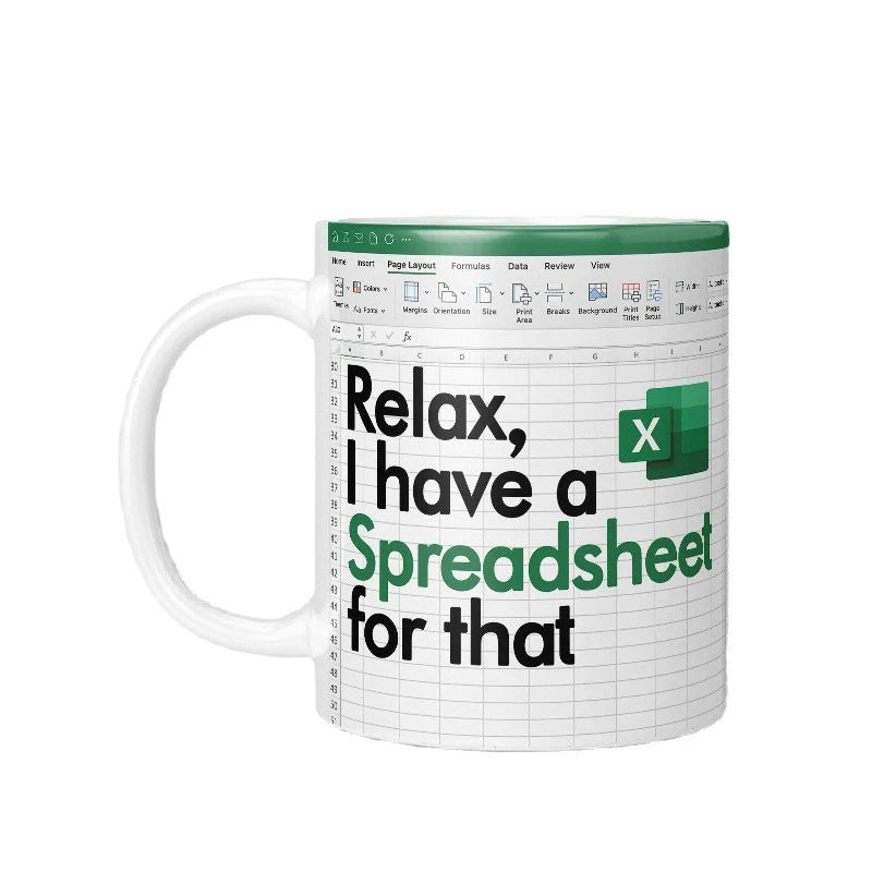 Kreativer tragbarer Excel-Muster-Keramikbecher für Zuhause, Büro, Schreibtisch, Kaffeebecher, Wasserbecher, lustiges Geschenk, 1 Stück