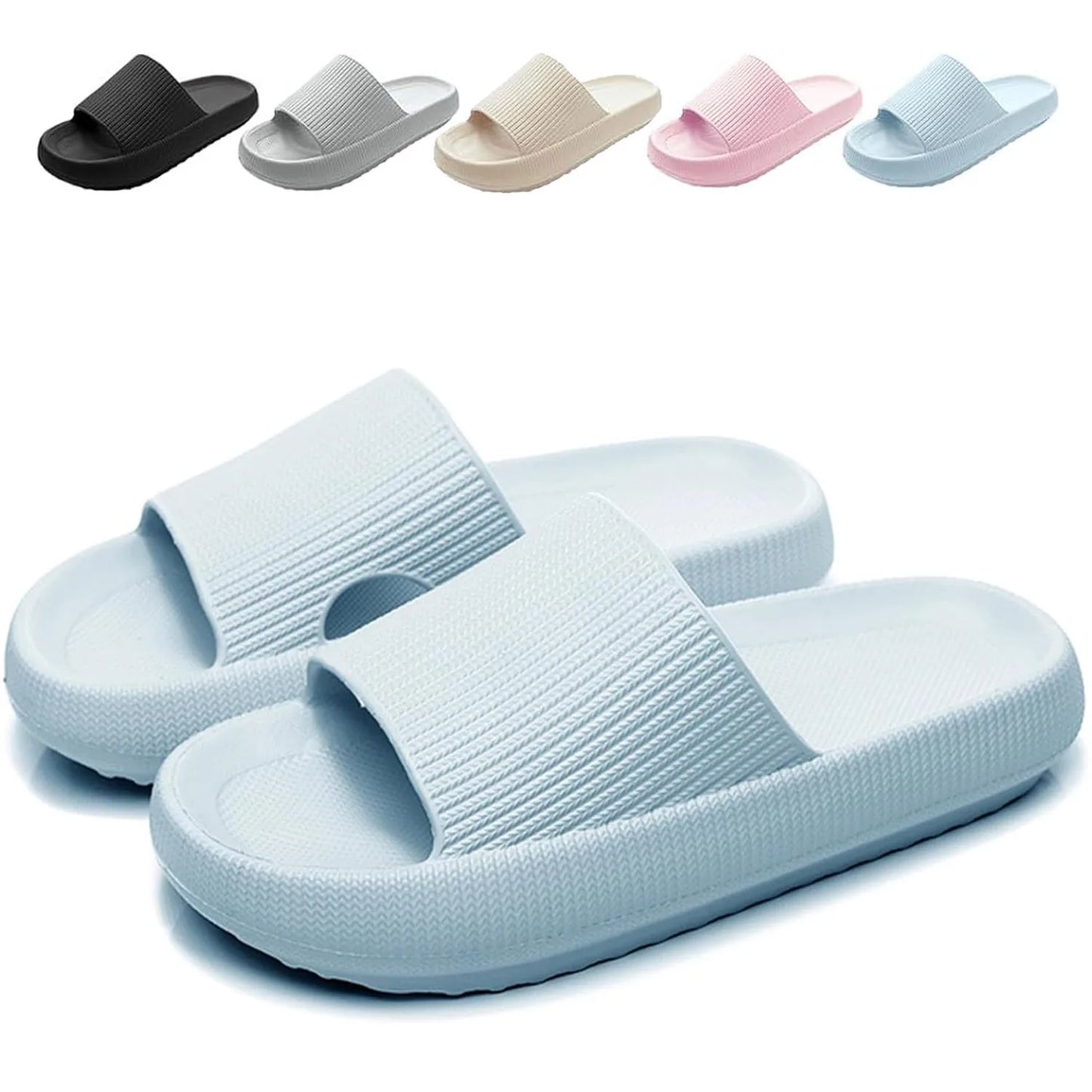 Sliders Cloud Slippers Non-Slip Mens Womens Slippers Cloud Sliders Soft Flip Flops with Thick Sole for Shower Bathroom