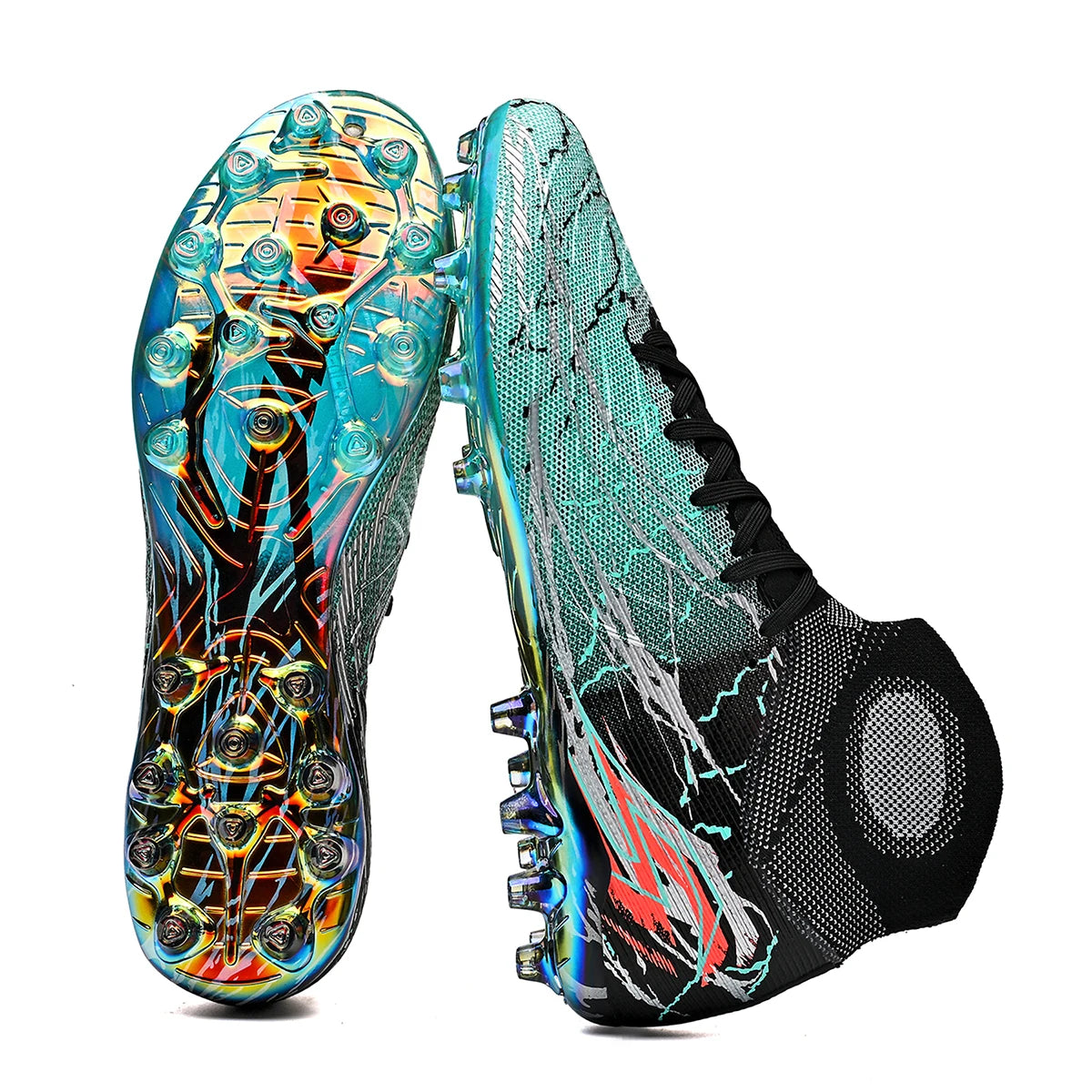 Chaussures de football montantes respirantes à semelle électroplaquéeLes crampons longs FG offrent une adhérence et une durabilité super puissantes