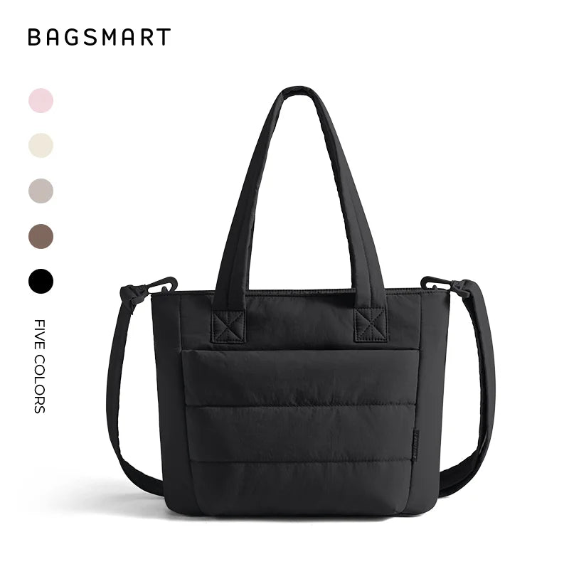 BAGSMART Damen Tragetasche Gepolsterte Einzelschultertasche Große Kapazität Studenten College Umhängetasche Lässige Outdoor-Handtasche
