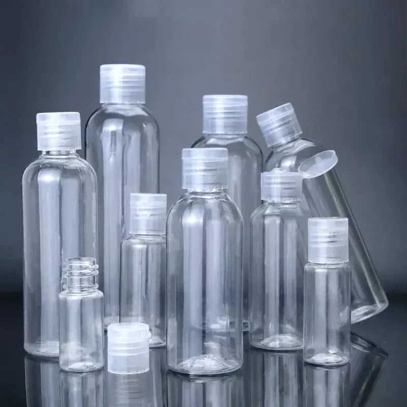 Lot de 30/50/100 flacons compressibles en plastique de 5 à 120 ml avec bouchon à clapet, en PET, pour lotion, shampoing, échantillons cosmétiques, flacons de voyage
