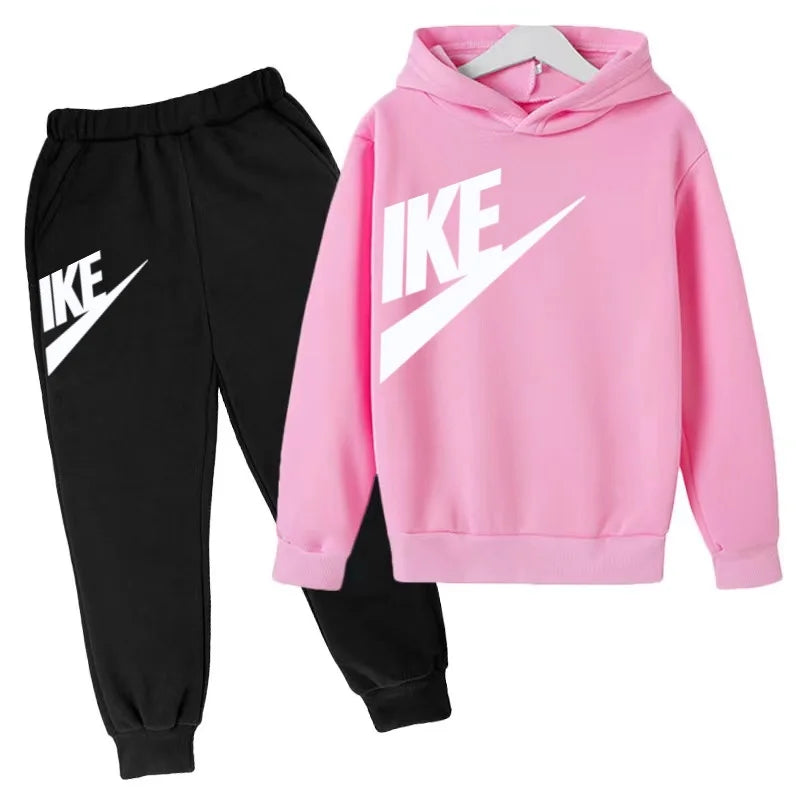 Children 3-12 Years Old Autumn Winter Hoodie Long-sleeved Boys Sweatshirt Girls Toddler Sports Coat Top+Pants Stylish Casual Set