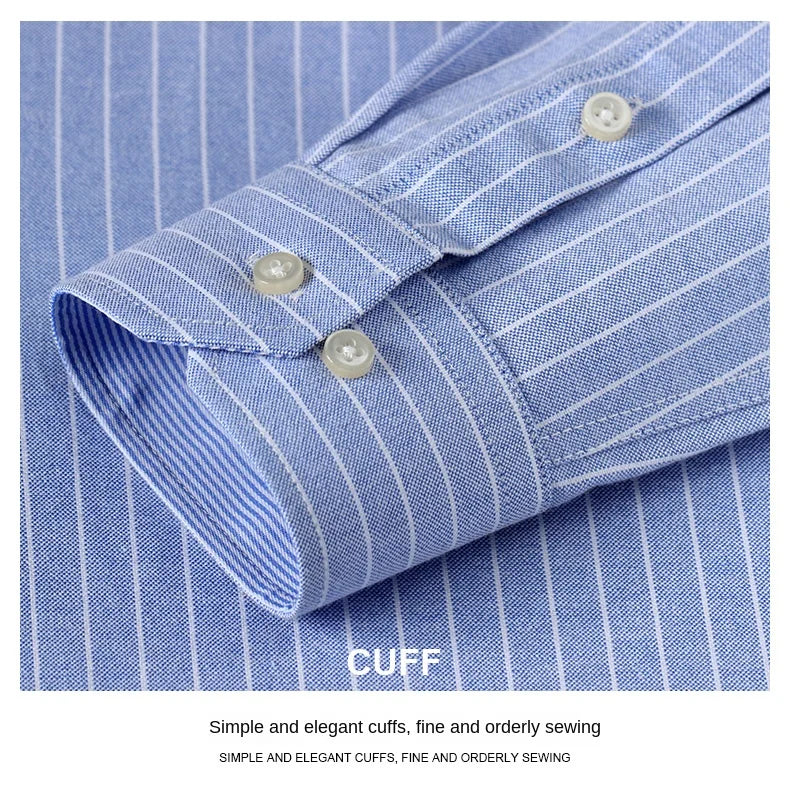 100-220 catties Plus Size Men's Shirt 100% Cotton Long Sleeve Business Casual All Oxford Spinning Plus Size Plaid Shirt