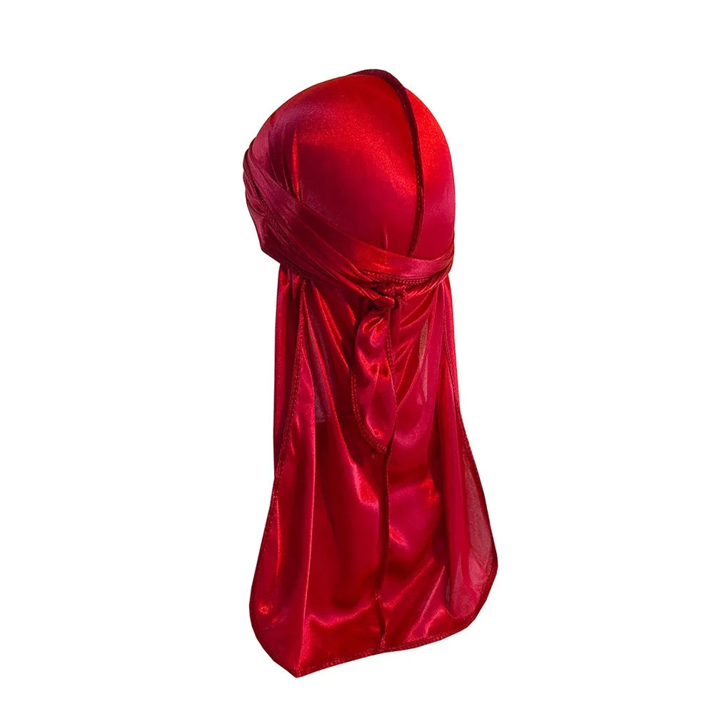 1-4Pcs New Silk Plus (High-Density) Durag Bandana Turban Hat Men Breathable Long Tail Doo Rag for men Durags Pirate Hat Headband
