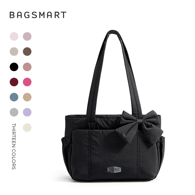 BAGSMART Sac fourre-tout trois tailles avec plusieurs poches, sac à main gonflé, sac à bandoulière décontracté, sac fourre-tout grande capacité
