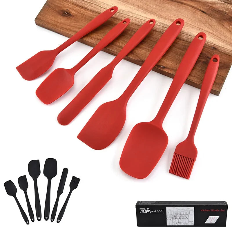 Lot de 6 spatules en silicone, de qualité alimentaire, antiadhésives, résistantes à la chaleur, pour cuisiner, pâtisser et mélanger
