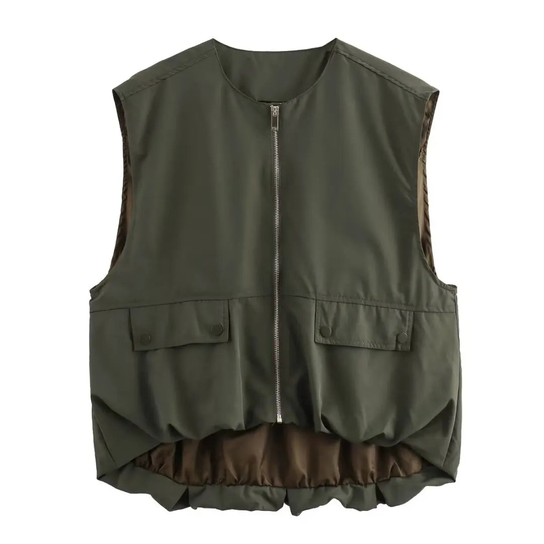 DUOPERI Damen Mode Lockere Ärmellose Weste O-Ausschnitt Weibliche Schicke Freizeit-Oberteile Tank-Top