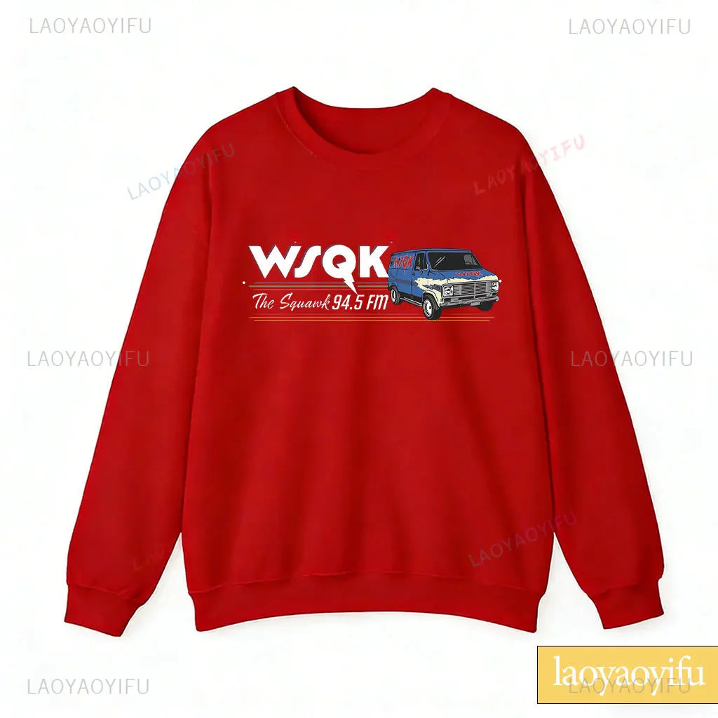 WSQK The Squawk 94.5 FM Radio Sweatshirt Wsqk Unisex Sweatshirts Vintage Sci-Fi Crewneck 80er Nostalgie Sweater Retro Shirt Geschenk