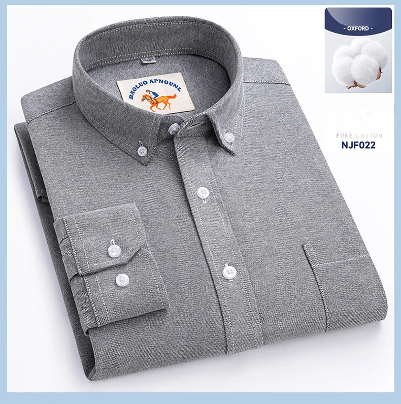 Chemises Oxford à manches longues en 100 % coton pour homme, grandes tailles 8XL, coupe ajustée, unies ou rayées, pour le bureau, couleur blanche, tenues professionnelles