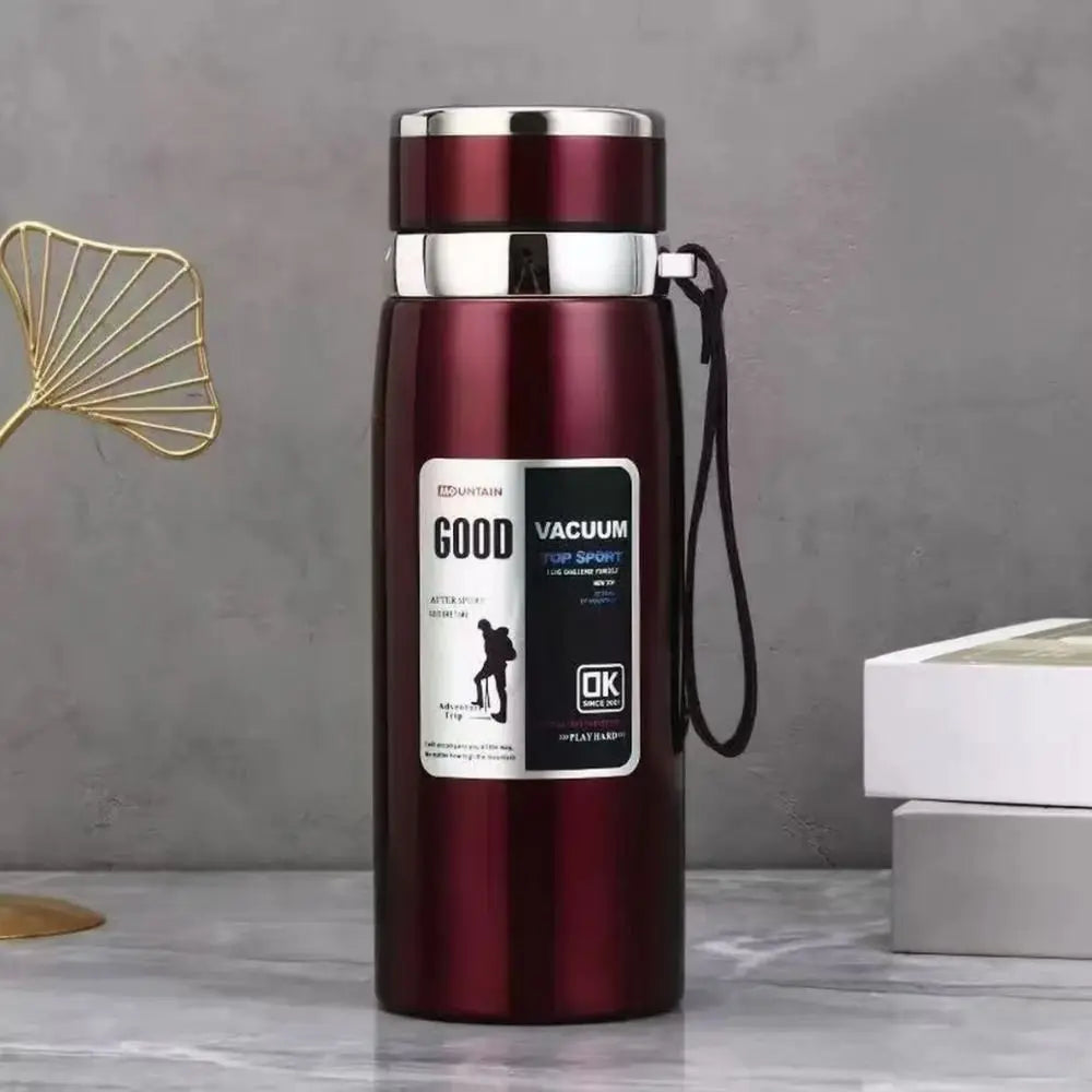 800/1000ml Sport-Thermosflasche, groß Fassungsvermögen, Edelstahl, tragbare Vakuumflasche, auslaufsicher mit Aufhängeband