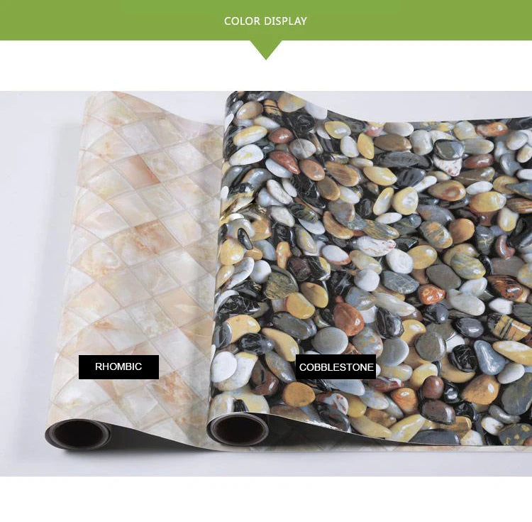 PVC Pebble Marble Wallpaper Bathroom Waterproof Tile Stickers Kitchen Countertop Windowsill Desktop Self-Adhesive Household Film