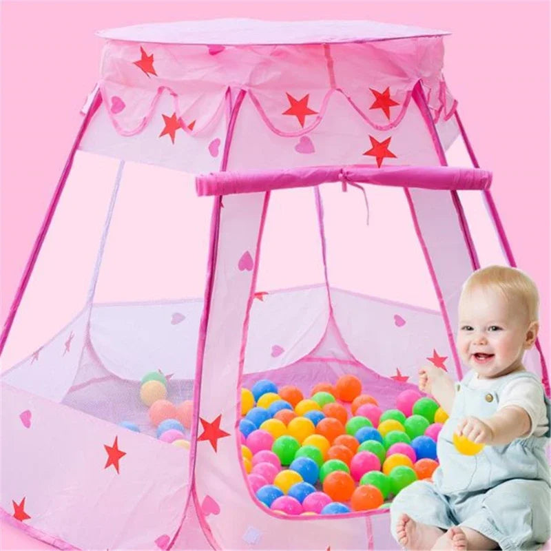 Tentes de château pliantes portables pour bébés et tout-petits, roses et bleues, jouets de camping, maison de jeux, décoration de chambre intérieure/extérieure, cadeau d'anniversaire et de Noël