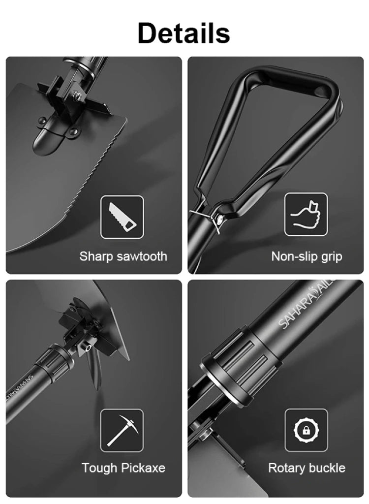 Outdoor 3-in-1 Klappschaufel, tragbare Multifunktions-Camping-Schaufel mit Tasche zum Wandern, Offroad-Fahren, DIY-Projekte zu Hause