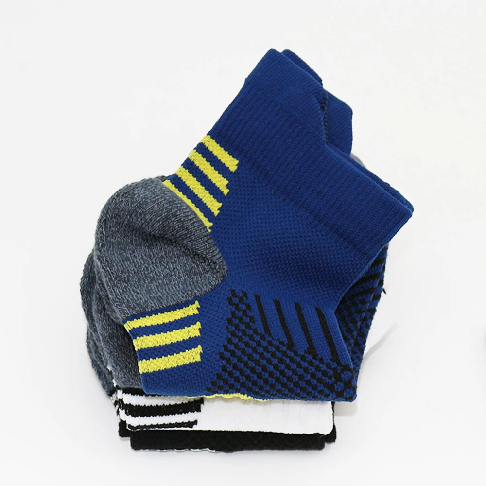 5 Paar neue Herrensocken, Frühling, knöchelhoch, dick gestrickt, Sportsocken, Outdoor, Fitness, atmungsaktiv, schnell trocknend, strapazierfähig, kurze Laufsocken