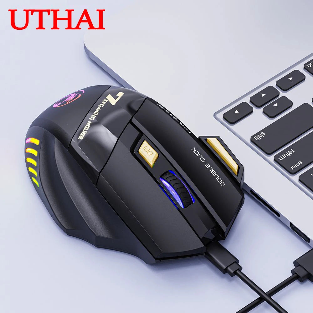 UTHAI GW-X7 Laptop Zubehör 7-Tasten Double Tap Free 2.4G Silent Wiederaufladbare Bunte Atmende Licht Drahtlose Gaming Maus