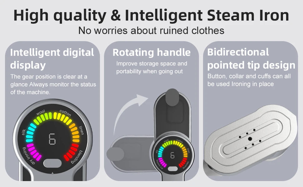 New Intelligent Steam Ironing Machine Portable Travel Steamers for Clothes LCD Diplay Screenc Mini Handheld Garment Iron Steamer